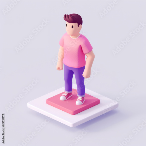 Cartoon Style Man in Pink Outfit Standing photo