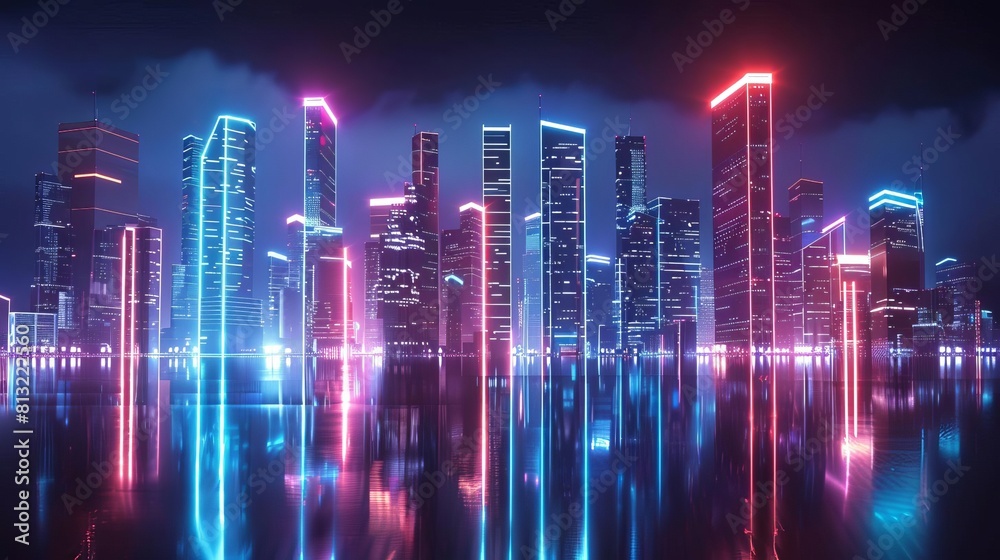 futuristic neon cityscape at night 3d render of urban metropolis with glowing lights futuristic neon cityscape at night 3d render of urban metropolis with glowing lights