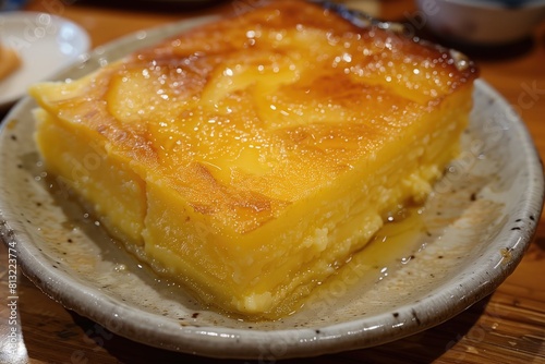 Cottage cheese casserole on a plate, close-up