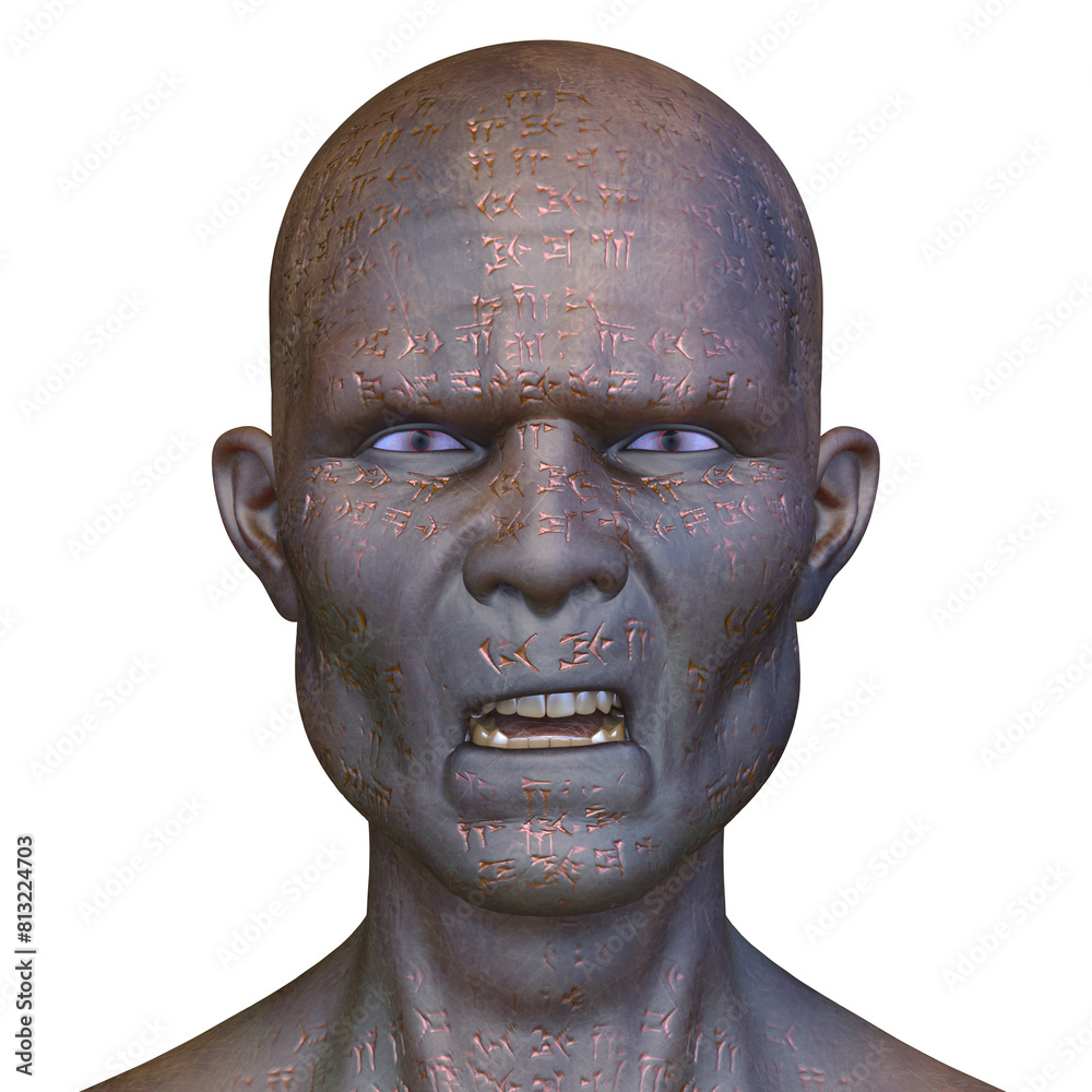 男性原始人の顔アップ 3DCGレンダリング 男性原始人の顔アップ 3DCGレンダリング