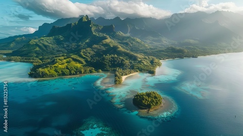serene tropical paradise of french polynesias tahiti island a south pacific gem with turquoise waters and lush landscapes photo