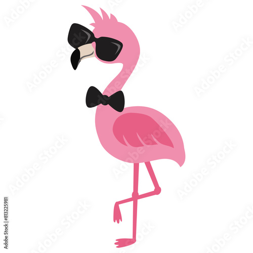 Funny flamingo in sunglasses vector cartoon illustration