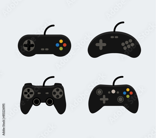 Video game control joystick flat icon. Videogame console controller game pad