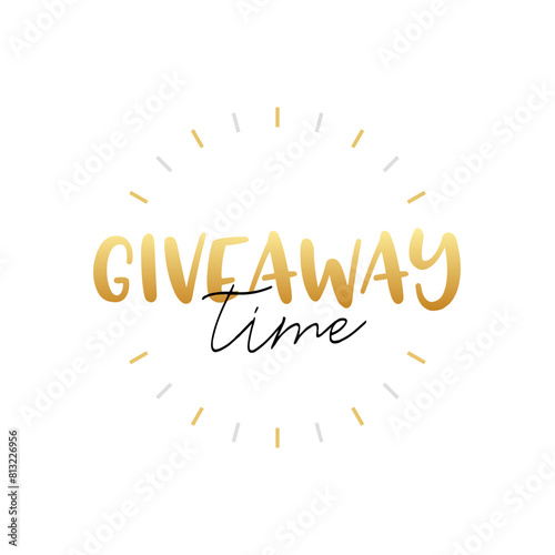 Giveaway time golden event celebration design lettering. Freebie typography giveaway opportunity design.