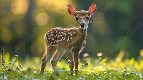 zoom lens wildlife photography of baby deer in a field