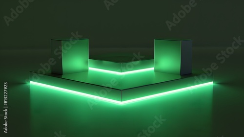 Three glowing green product platforms

 photo