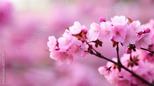 Beautiful Cherry Blossoms Captured in Soft Focus with a Pastel Blurred Background