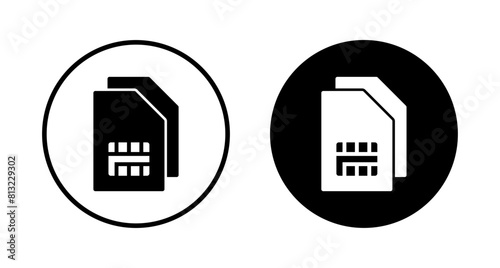Sim card icon vector isolated on white background. Mobile slot icon. Mobile cellular phone sim card chip.