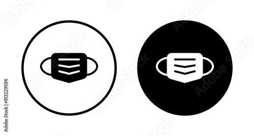 Mask icon vector isolated on white background. Man face with mask icon. Safety breathing masks. Industrial safety N95 mask. Medical mask vector icon.