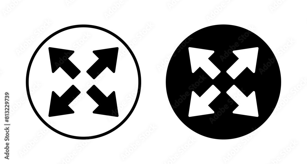 Fullscreen Icon vector isolated on white background. Expand to full screen icon. Fullscreen sign icon. Arrows symbol