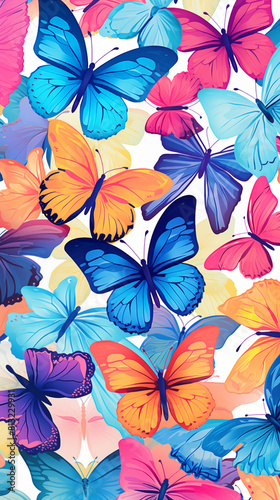 Butterflies Image, Pattern Style, For Wallpaper, Desktop Background, Smartphone Phone Case, Computer Screen, Cell Phone Screen, Smartphone Screen, 9:16 Format - PNG