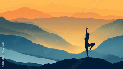Woman Practicing Yoga on Mountain Top