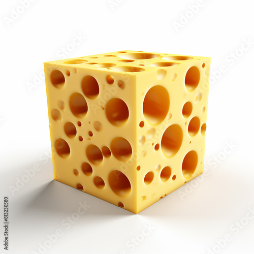 A 3D rendering of a block of yellow cheese photorealastic photo of 3d render isolated 
