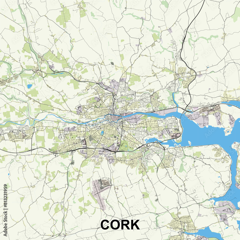 Fototapeta premium Cork, Ireland map poster art
