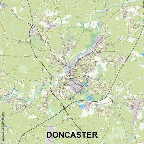 Doncaster, United Kingdom map poster art