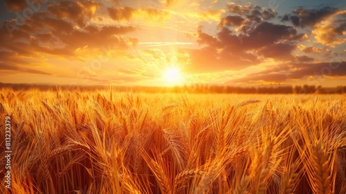 A golden wheat field at sunset. AIG51A.