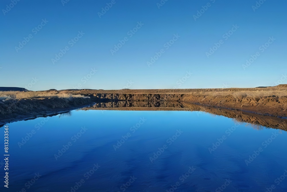 desert mirage surreal mirror reflecting clear blue sky abstract landscape desert mirage surreal mirror reflecting clear blue sky abstract landscape