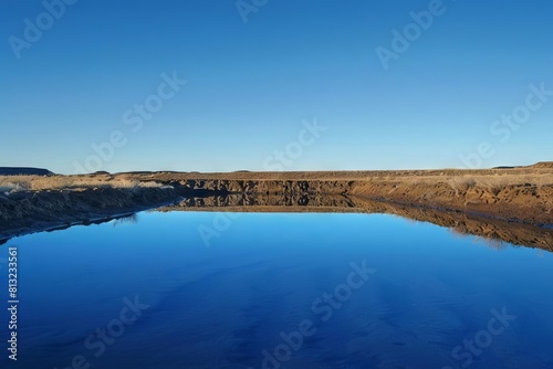 desert mirage surreal mirror reflecting clear blue sky abstract landscape