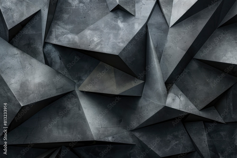 Black white dark gray abstract background. Geometric pattern shape. Line triangle polygon angle. Gradient. Shadow. Matte. 3d effect. Rough grain grungy. Design. Template. Presentation - generative ai Black white dark gray abstract background. Geometric pattern shape. Line triangle polygon angle. Gradient. Shadow. Matte. 3d effect. Rough grain grungy. Design. Template. Presentation - generative ai
