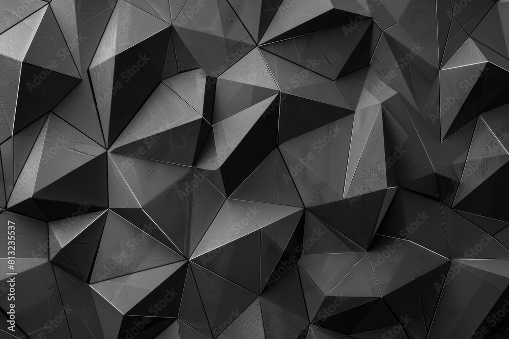 Black white dark gray abstract background. Geometric pattern shape. Line triangle polygon angle. Gradient. Shadow. Matte. 3d effect. Rough grain grungy. Design. Template. Presentation - generative ai Black white dark gray abstract background. Geometric pattern shape. Line triangle polygon angle. Gradient. Shadow. Matte. 3d effect. Rough grain grungy. Design. Template. Presentation - generative ai