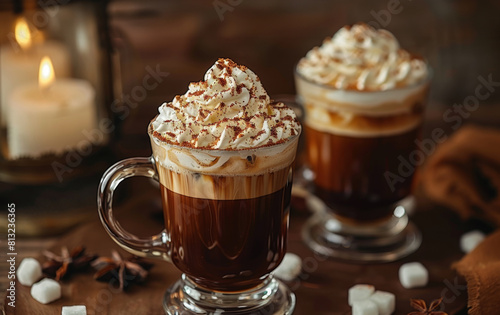 traditional irish coffee, traditional irish coffee hot coffee, irish whiskey, sugar, cream, served in a mug, creating a perfect blend