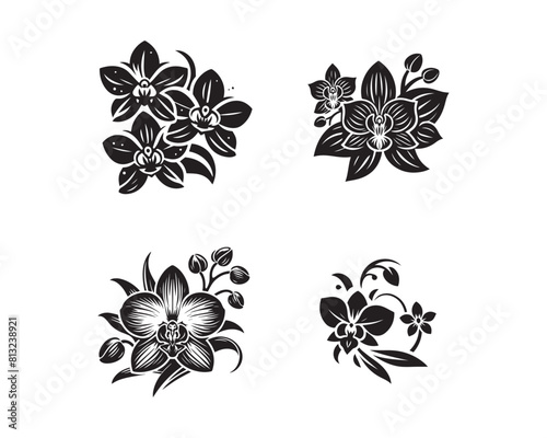 Orchid flowers silhouette vector icon graphic logo design ai generated
