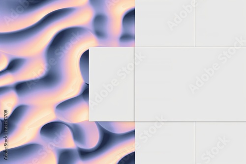 Abstract digital art in pastel tones with a fluid, wavy design on a white background, evoking calm and serenity.