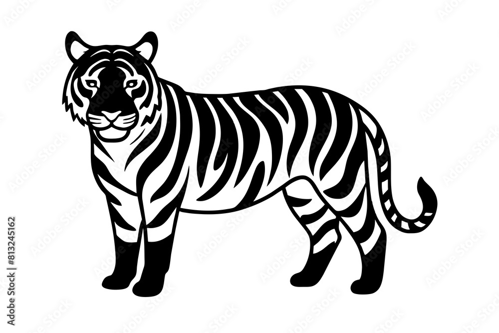 tiger line art silhouette vector illustration tiger line art silhouette vector illustration