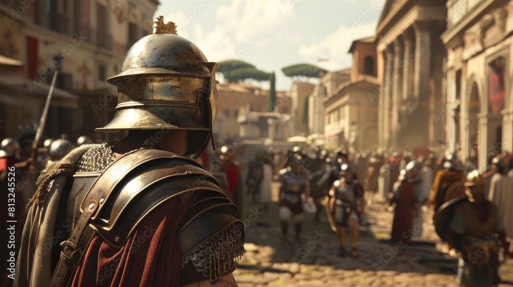 ancient roman soldier observing the city by day in high resolution and quality ancient roman soldier observing the city by day in high resolution and quality