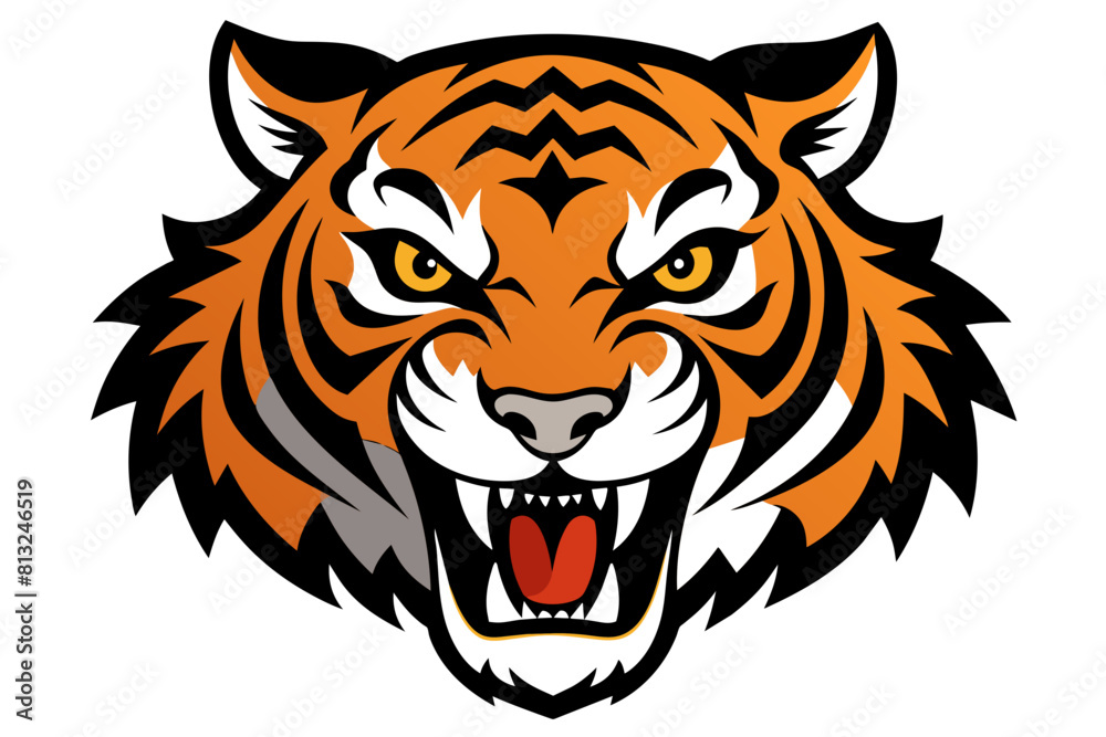 tiger face cartoon vector illustration