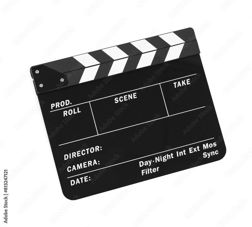 Obraz premium One movie clapper isolated on white. Film industry