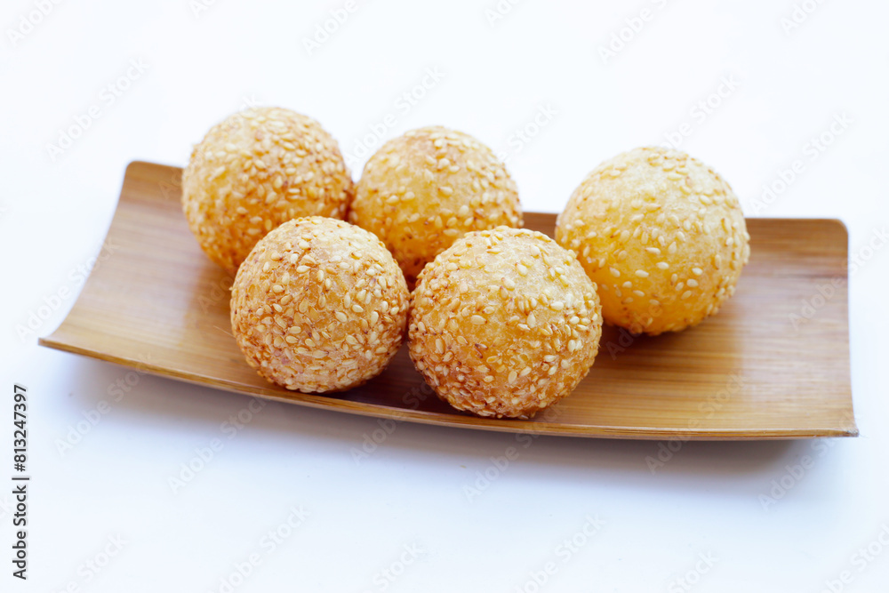 Thai snack, Fried mung bean stuffed balls Thai snack, Fried mung bean stuffed balls
