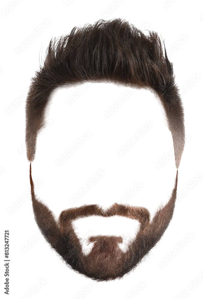 Male hairstyle with beard and mustache isolated on white Male hairstyle with beard and mustache isolated on white
