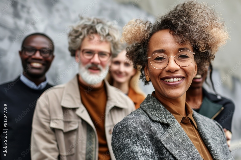 Group of multiethnic business people standing in a row and smiling Group of multiethnic business people standing in a row and smiling
