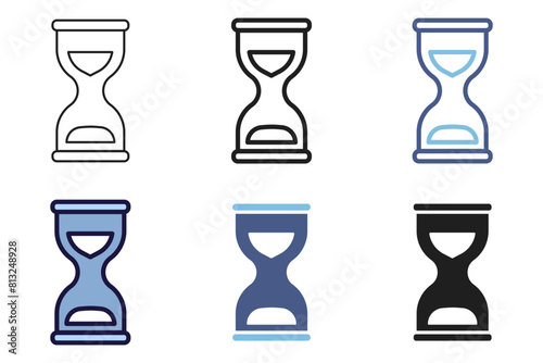 Hourglass icon. Timer clock object made of sand and glass. Time measurement antique stopwatch graphic element