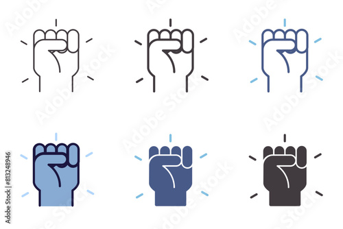 Closed raised fist icon. Vector graphic hand element for freedom, protest, strength, achievement, success