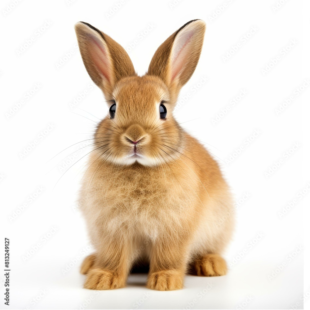 Plush bunny toy sitting alone on a pristine white background, Ai Generated Plush bunny toy sitting alone on a pristine white background, Ai Generated