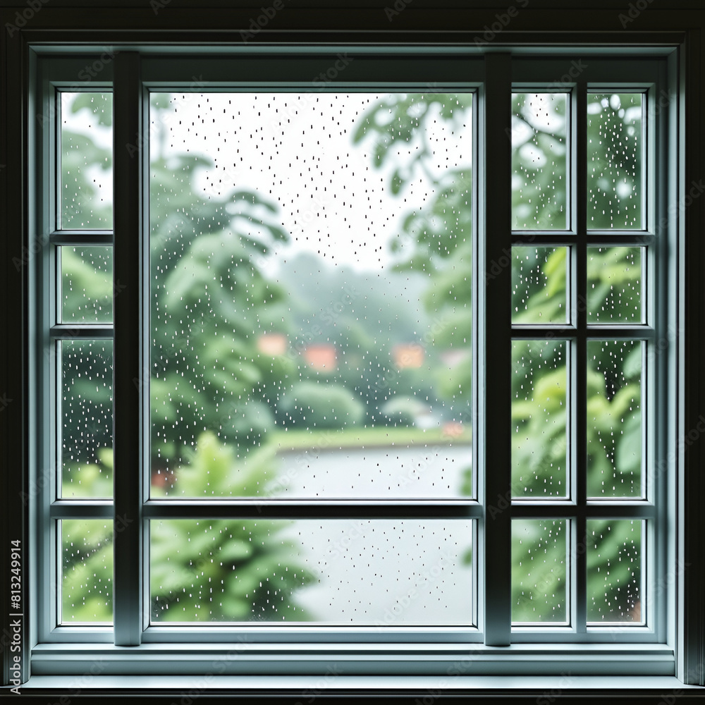 Naklejka premium rainy window, house, door, architecture, home, wall,frame 