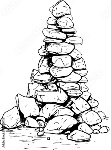 Pile of stones sketch drawing