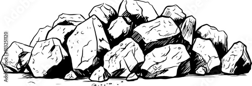 Pile of stones sketch drawing