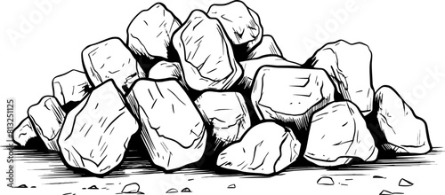 Pile of stones sketch drawing