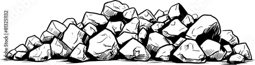 Pile of stones sketch drawing