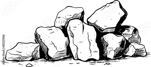 Pile of stones sketch drawing