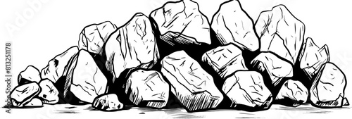 Pile of stones sketch drawing