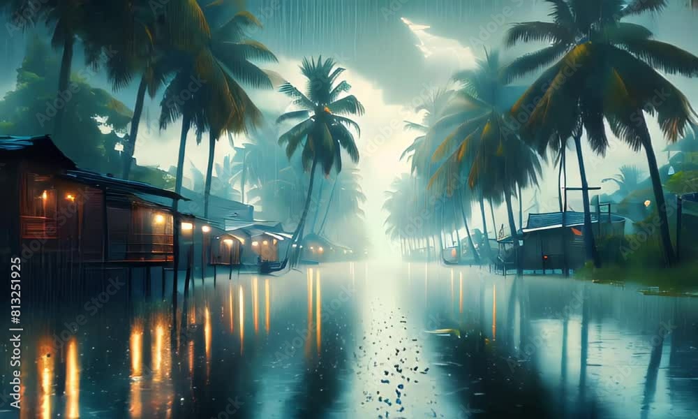 Tropical Sunset by the Beach with Palm Trees and Ocean Views Tropical Sunset by the Beach with Palm Trees and Ocean Views