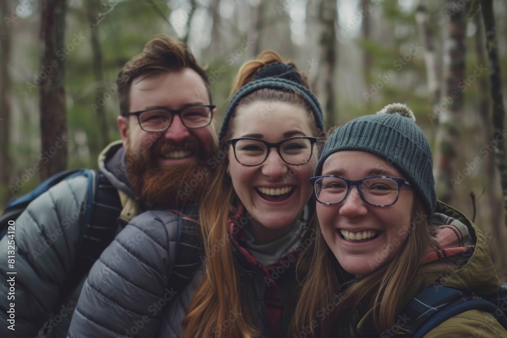 Friends Hiking in the woods Concept of Friendship and Lifestyle. Friends Hiking in the woods Concept of Friendship and Lifestyle.