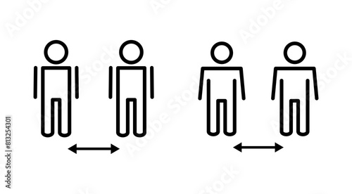 Social distance icon set. social distancing icon. self quarantine sign