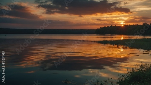 sunset over lake