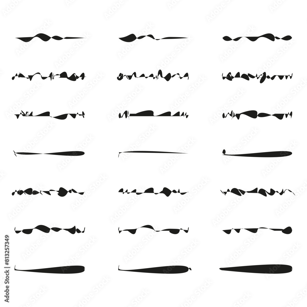 Decorative dividers set. Vector ornamental lines. Hand drawn patterns.
