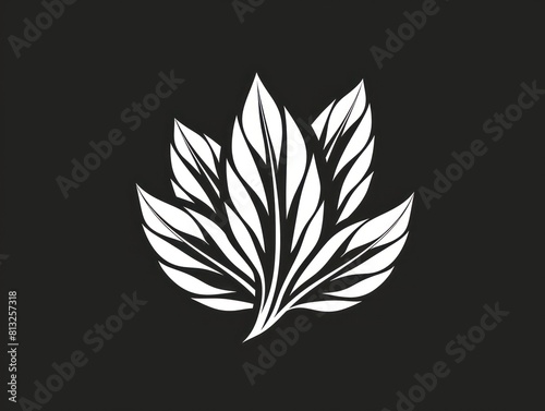 natural health leaf logo design, black and white monochromatic